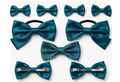 Family Ceremonial Accessory Set — Teal Brocade Bow Tie with assorted teal liquid satin bows in multiple sizes