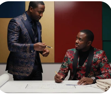 The Boardroom Series Executive Blazer - Two men in Afrigale executive tailoring