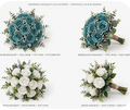 Teal Rose Bridesmaid Bouquet and White Bridal Bouquet Collection - Artificial Silk Flowers - Tribe of Judah Royal Wedding Suite